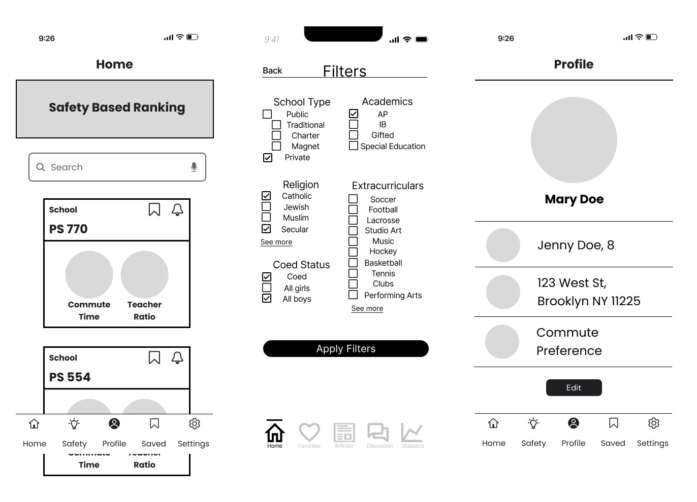 Mid-Fi Wireframes - Complete flow overview