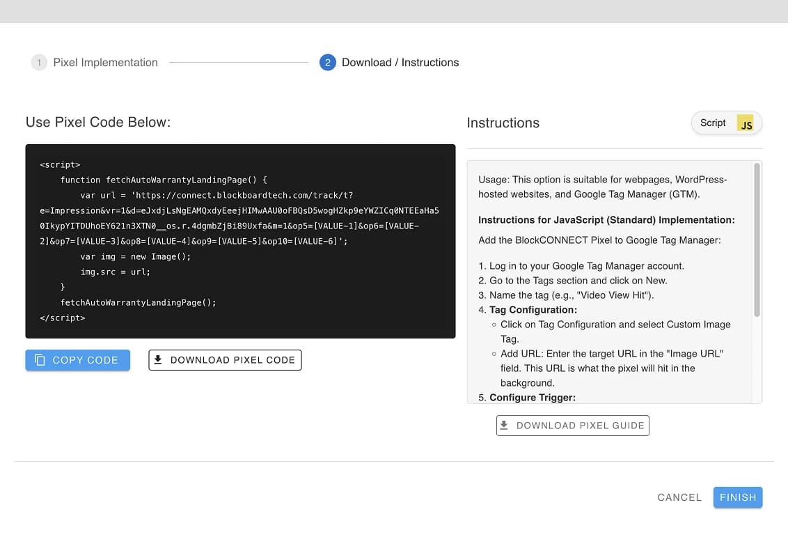 Redesigned code display - Two-column layout with syntax highlighting and copy button