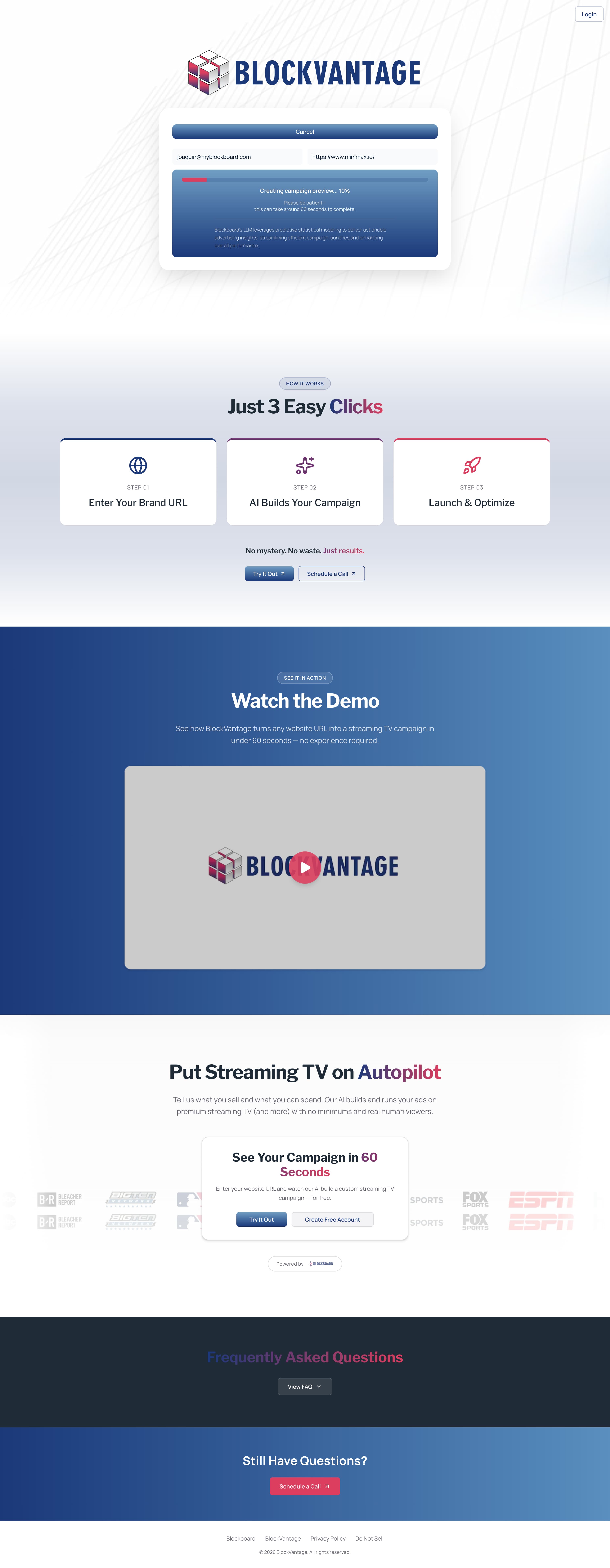 BlockVantage final product — complete site with demo and conversion flow