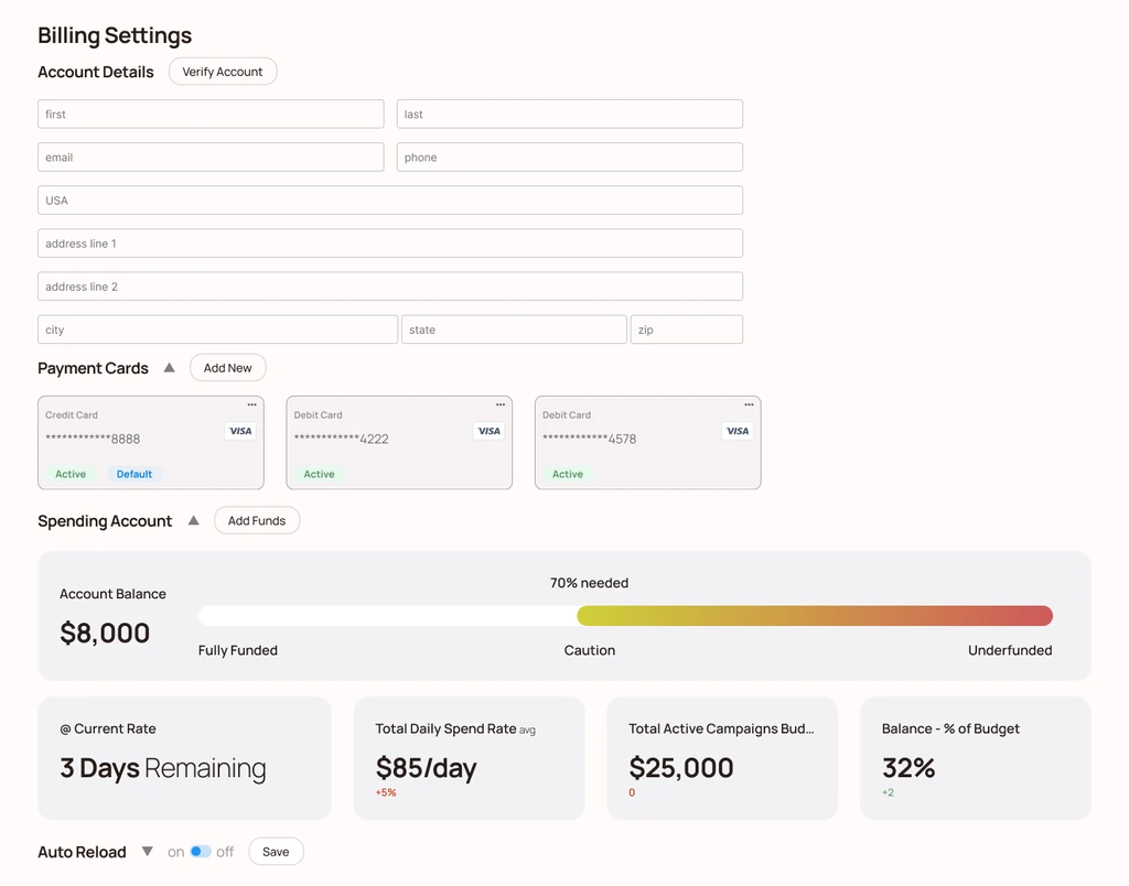 Final Figma design for Finix payment integration