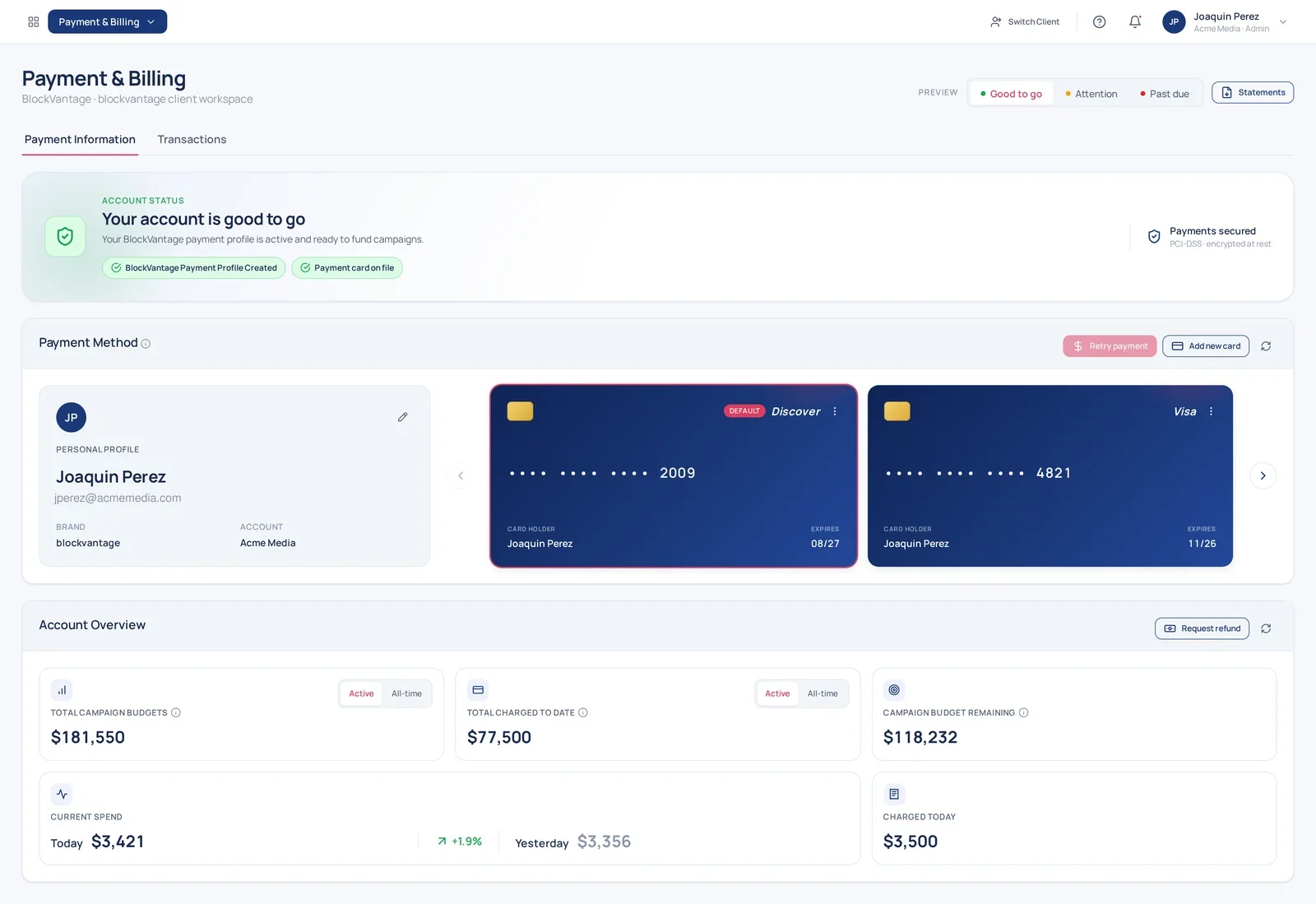 Payment & Billing interface - final design after learning payment processor architecture