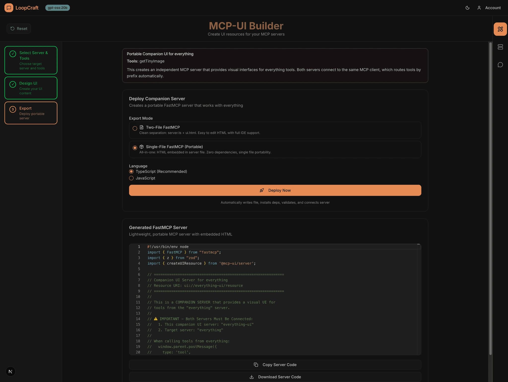 MCP-UI Builder live preview system