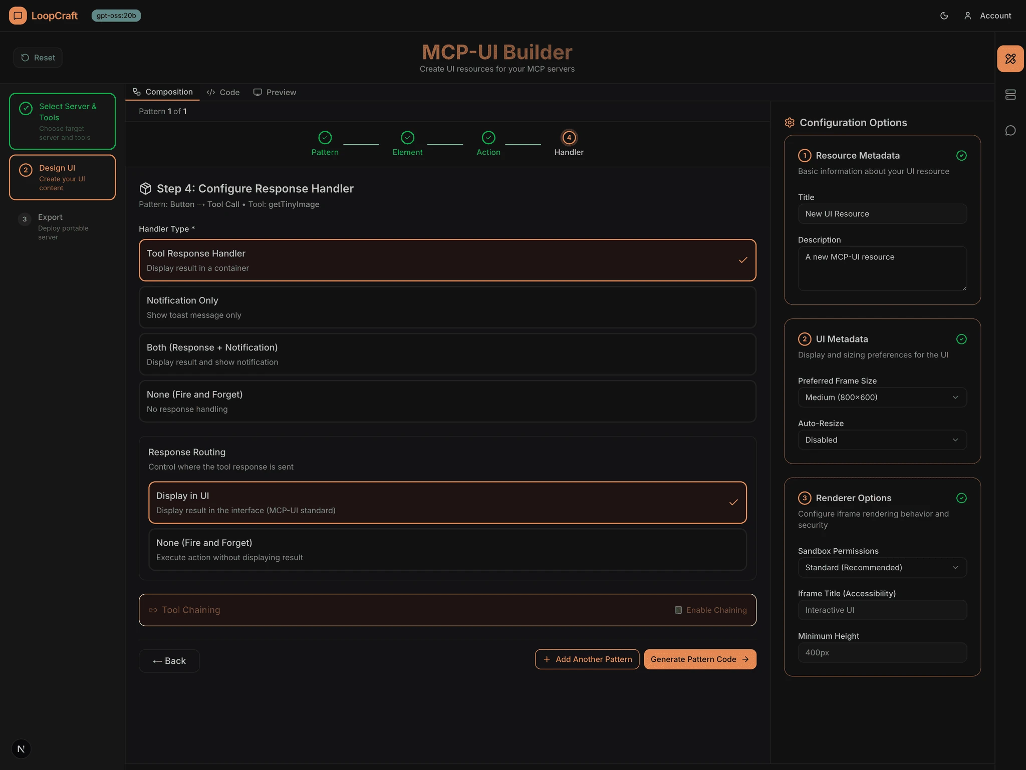 MCP-UI action system flow diagram