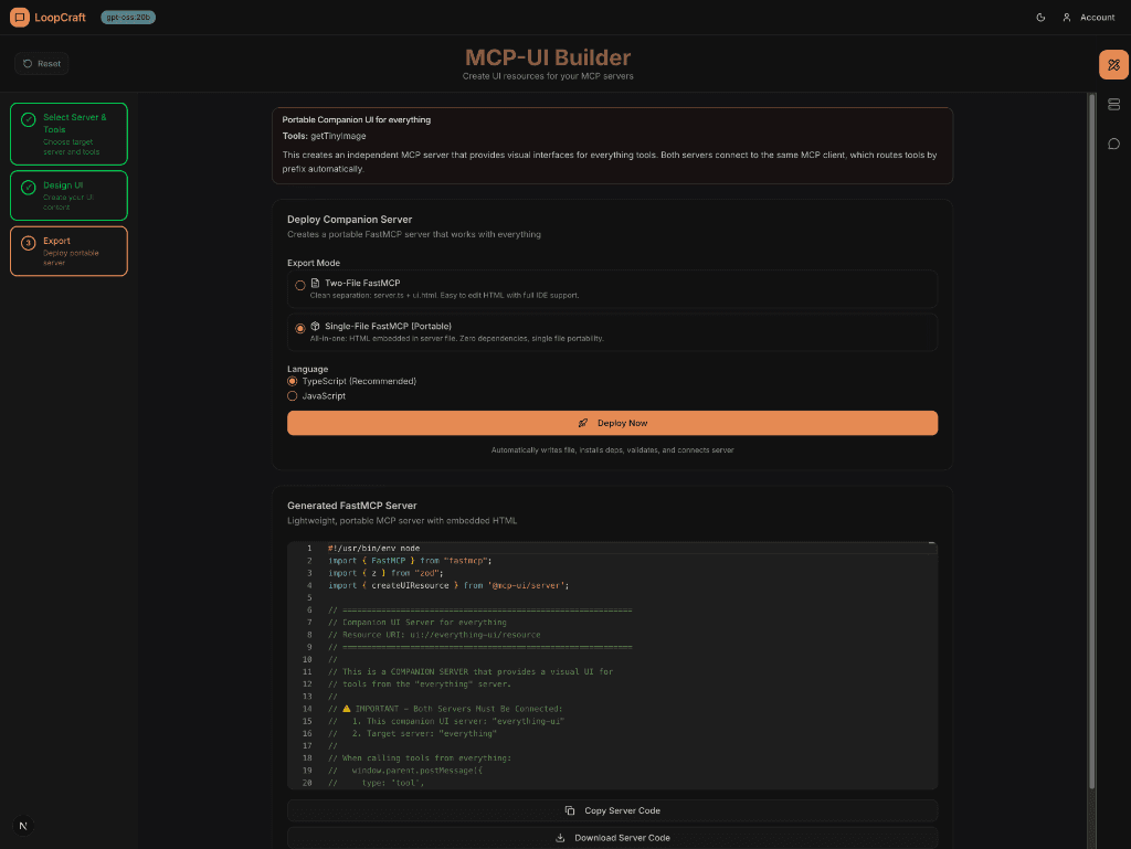 UI Builder Interface - Deploy